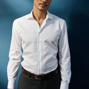 Nodus Mens White Long Sleeve Dress Shirt Size 15.5 39